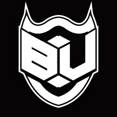 BU Logo monogram design isolated with shield shape design template