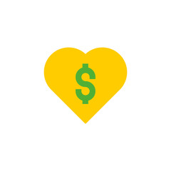 Dollar with heart icon isolated on white background. Finance symbol modern, simple, vector, icon for website design, mobile app, ui. Vector Illustration