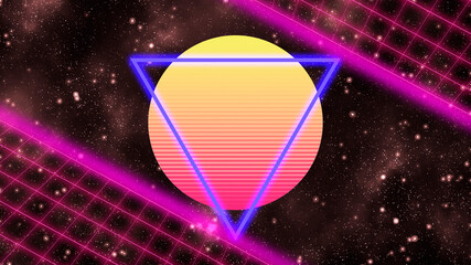 80s style concept backdrop with grid