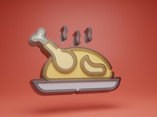 3D chicken illustration flat design