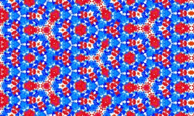 Digitally Created Design In Red and Blue Colour with Kaleidoscopic effect and Brush Strokes