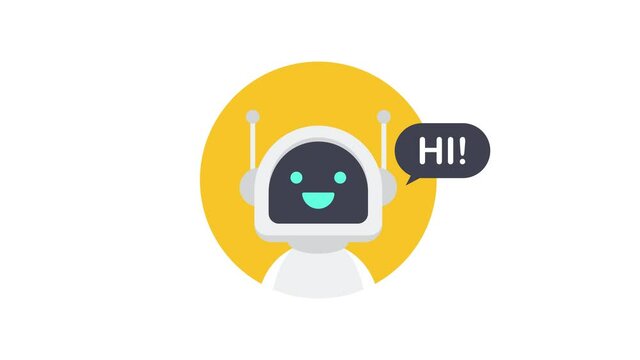 Chat Bot Using Laptop Computer, Robot Virtual Assistance Of Website Or Mobile Applications. Voice support service bot. Online support bot. Motion graphics.
