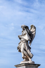 statue at Aelian bridge also known unter name bridge of the holy angels which lead to the castel sant' Angelo, the castle of the holy angel