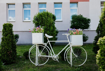 Fototapeta na wymiar bicycle with floral basket