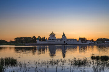 Ipatiev Monastery at sunset, 13th century. Gold ring of Russia. Kostroma, Russia. Russian evening landscape in summer nature.