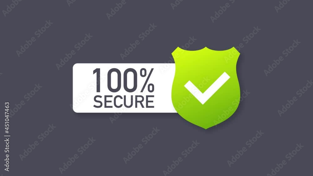 Poster 100 secure grunge icon. badge or button for commerce website. motion graphics.
