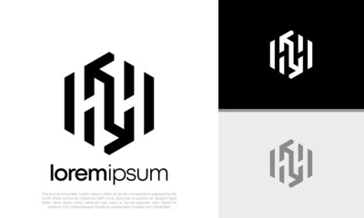 Initials H H logo design. Initial Letter Logo. Hexagon logo design.	