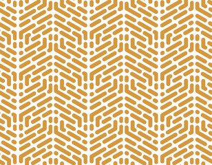 Abstract geometric pattern with stripes, lines. Seamless vector background. White and gold ornament. Simple lattice graphic design