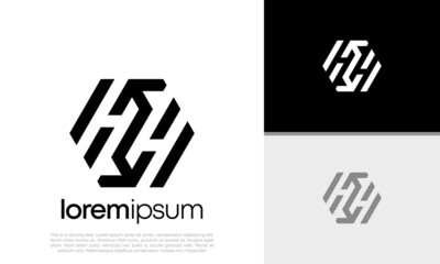 Initials H H logo design. Initial Letter Logo. Hexagon logo design.	