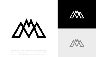 Innovative high tech logo template. Technology Logo. Initials M logo design. Mountain M Logo design.