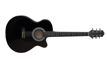 Black acoustic guitar isolate on white background