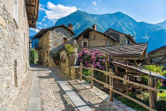 The picturesque villae of Arnad, in Aosta Valley, northern Italy.