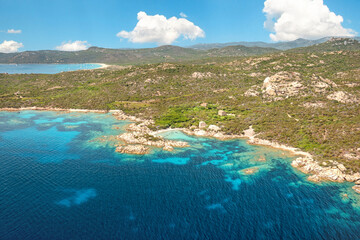 Plage de Murtoli vue du ciel, Corse