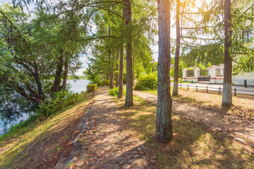 Fototapeta premium Volga river embankment, Plyos, Ivanovo region, Russia 