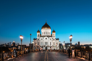 Fototapeta na wymiar Cathedral of Christ the Saviour, Moscow, Russia. Night summer.