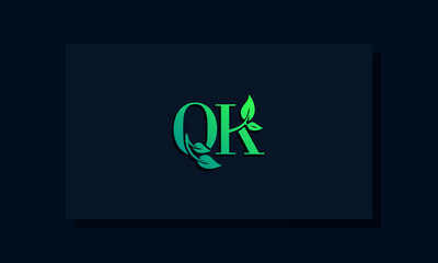 Minimal leaf style Initial QK logo