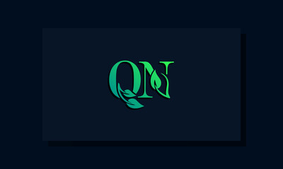 Minimal leaf style Initial QN logo