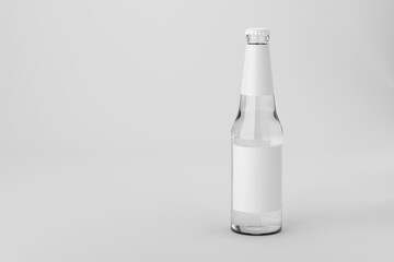 Clear glass drink soda clean water with blank label. 3d rendering illustration.