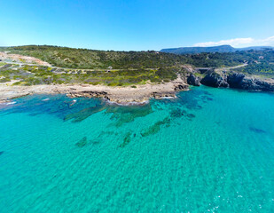 Aerial view of Alghero southern shore on a sunny day