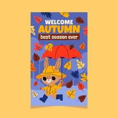 Cartoon Autumn Vertical Flyer Template