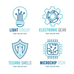 Flat Design Electronics Logos Pack_4