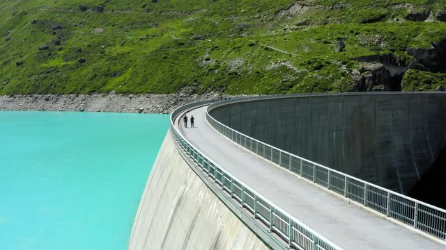 Aerial view of Lac De Moiry in Switzerland.