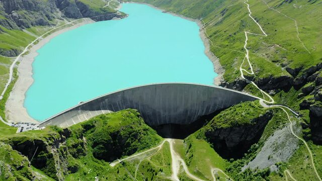 Aerial view of Lac De Moiry in Switzerland.