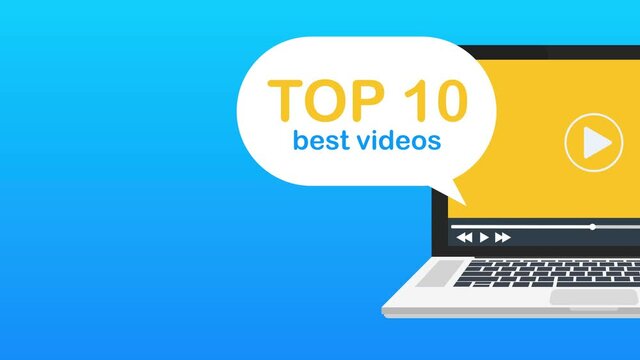 Top 10. Simple Best Video Banner Tag. Click through rate, competition of media maker concept. Motion graphics.