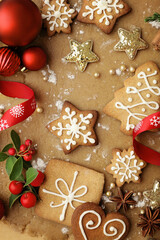 christmas cookies. baking of christmas cookies. decorative christmas gingerbreads and spices