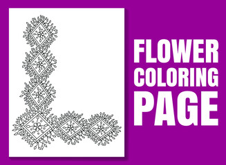 Flower coloring page. flower coloring book. Flower coloring book page for adults and children. Hand-drawn vector illustration. Ornamental hand-drawn doodle flowers.