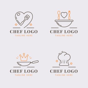 Linear Flat Chef Logo Collection