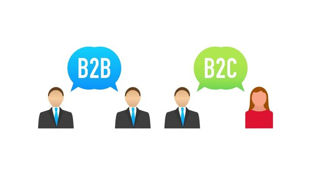 B2B sales person selling products. Business-to-business sales, B2B sales method. Motion graphics.