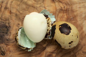small boiled speckled quail eggs peeled 