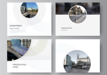 Vector layout of the presentation slides design business templates, multipurpose template for presentation brochure, cover. Background template with rounds, circles for IT, technology. Minimal style.