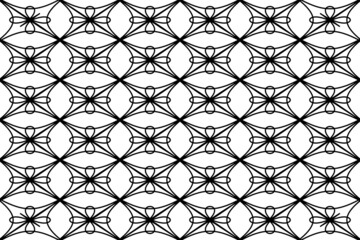 Black seamless flat pattern with Decorative floral design in line Art. Vector illustration, modern abstract lines vector web page,