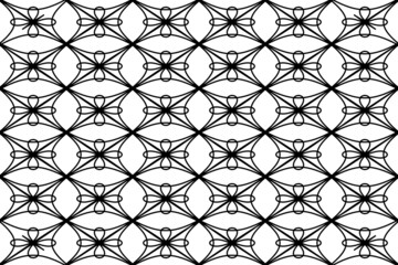 Black seamless flat pattern with Decorative floral design in line Art. Vector illustration, modern abstract lines vector web page,
