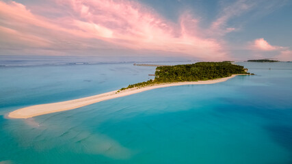 Incredibly beautiful landscape.  Island of the Maldives. Turquoise water, beautiful sky.  Aerial view