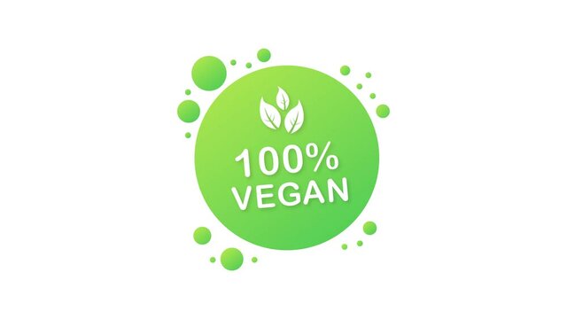 100 vegan icon design. Green vegan friendly symbol. stock illustration.