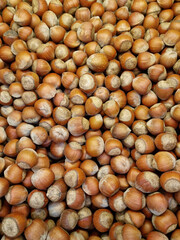 unpeeled hazelnuts. background and texture. agriculture. supermarket