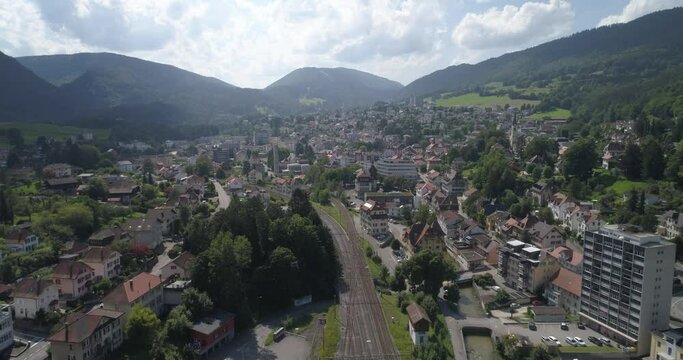 Moutier frontal approach - Aerial 4K