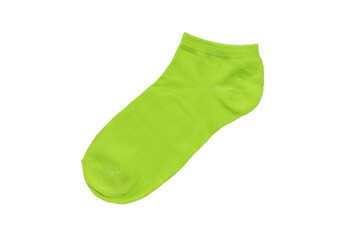 Short sports cotton sock insulated on a white background. Flat lay.