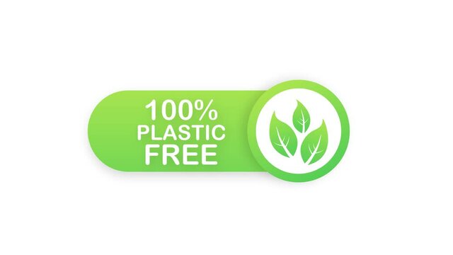 Plastic free green icon badge. Bpa plastic free chemical mark. Motion graphics.