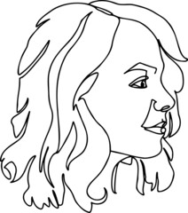 An abstract portrait drawn with a single line. The face is drawn in a continuous line.