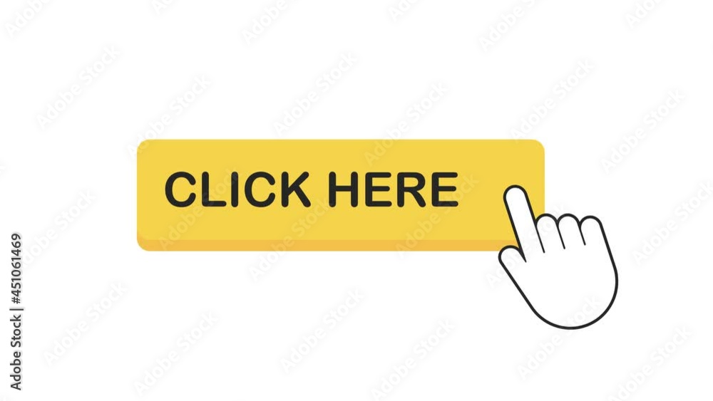 Poster click here button with hand pointer clicking. motion graphics.