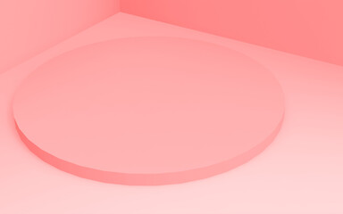 Abstract 3d pink color cylinder podium minimal studio background.