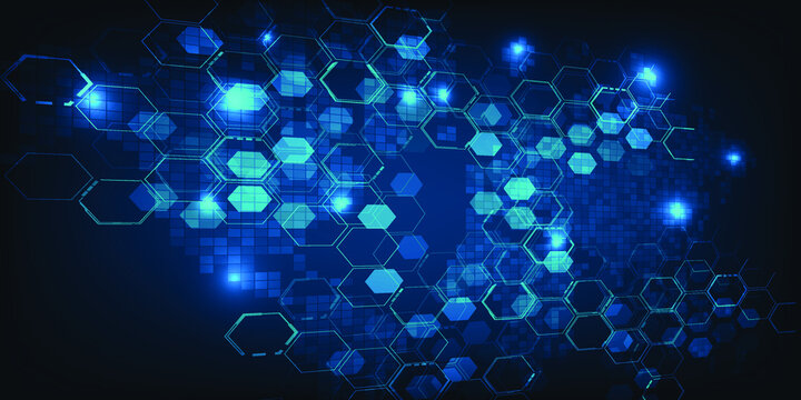 World economic strategy map blue hi tech digital hexagonal network with glowing location point.Futuristic economic.Vector illustrations. © Digital technology 