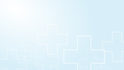 Abstract medical white blue cross pattern background.