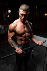 Fototapeta na wymiar Bodybuilder Exercising Biceps