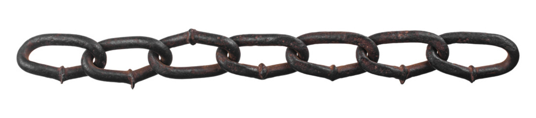 Fototapeta premium Rusty metal chain isolated on white background.