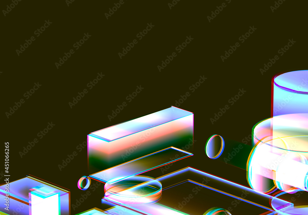 Poster 3d visualization of data and glitch technology background. abstract technology innovation future dig